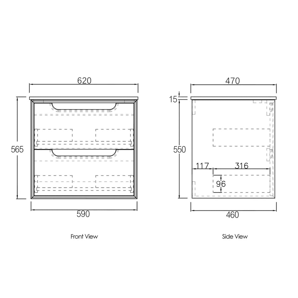Otti Byron Wall Hung Vanity With Slimline Top