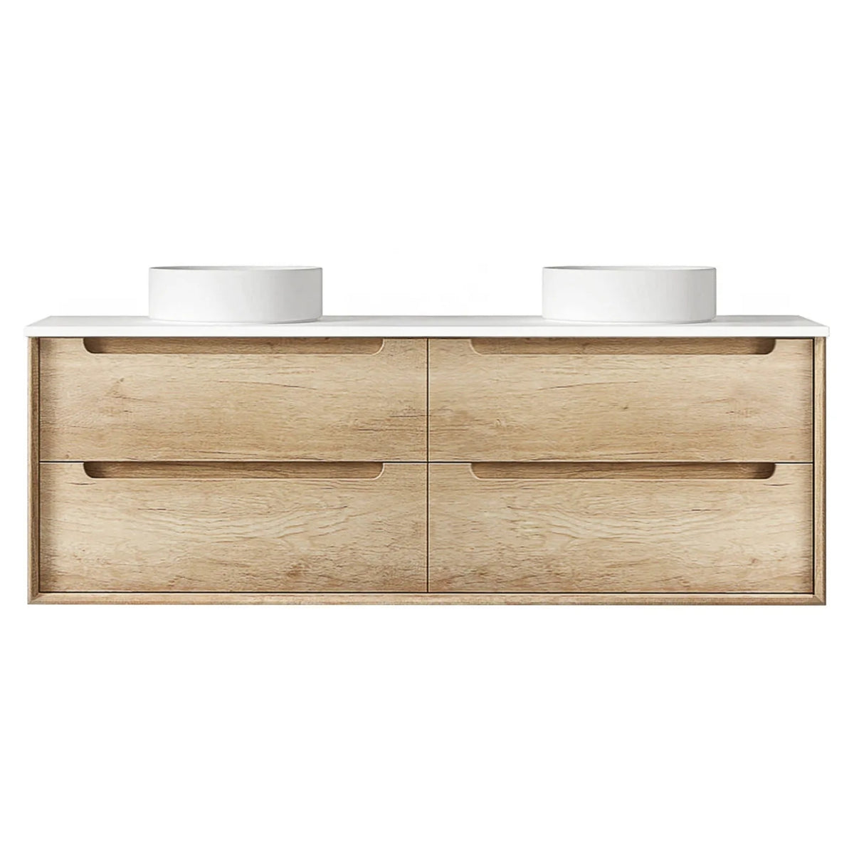 Otti Byron Wall Hung Vanity With Stone Top for Above Counter Basin BY1500NSTUD-PW-KIT - The Blue Space