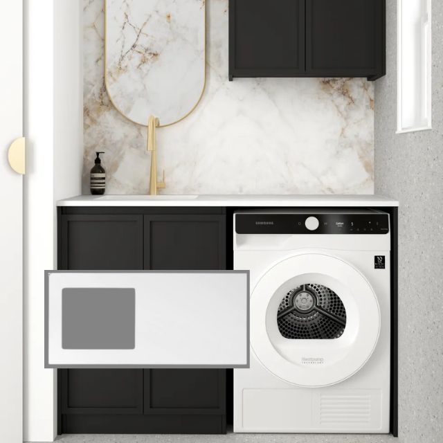 Otti Hampshire 1305mm Laundry Set A - Black with Matte White Solid Surface Stone Top LA-1305A-BOHB-MW-KIT | The Blue Space