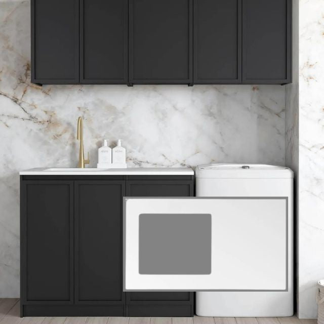 Otti Hampshire 1715mm Laundry Set B - Black with Matte White Solid Surface Stone Top LA-1715B-BOHB-MW-KIT | The Blue Space