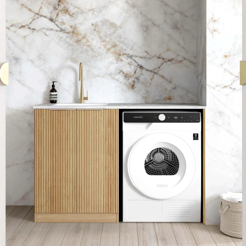 Otti Havana 1300mm Fluted Laundry Cabinet Set - Woodland Oak
