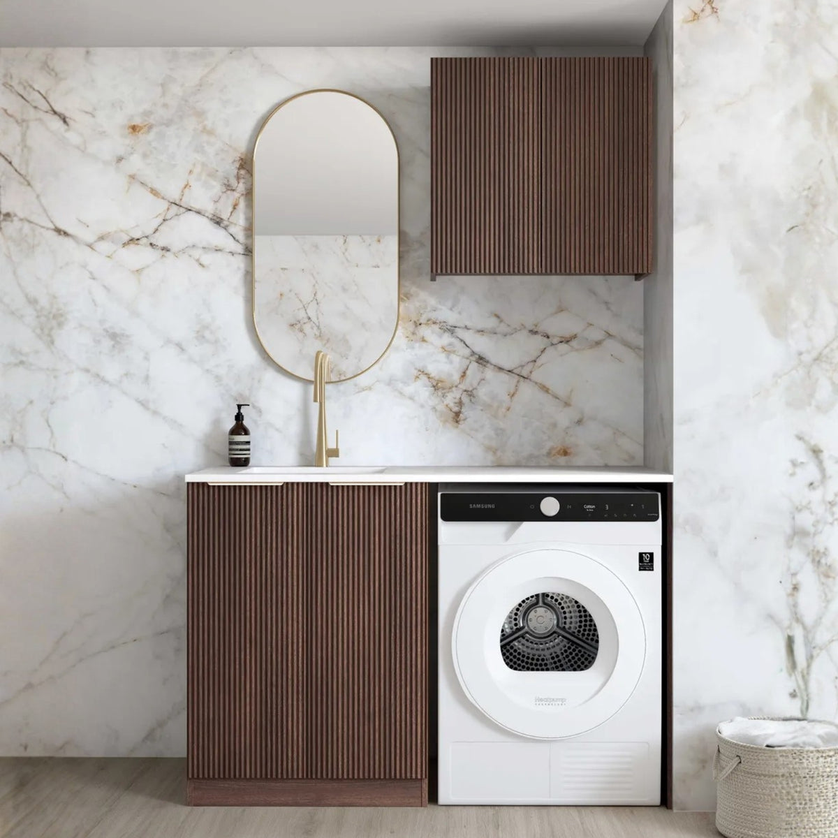 Otti Havana 1305mm Fluted Laundry Set A - Sable Walnut LA-1305A-HASW-MW - The Blue Space