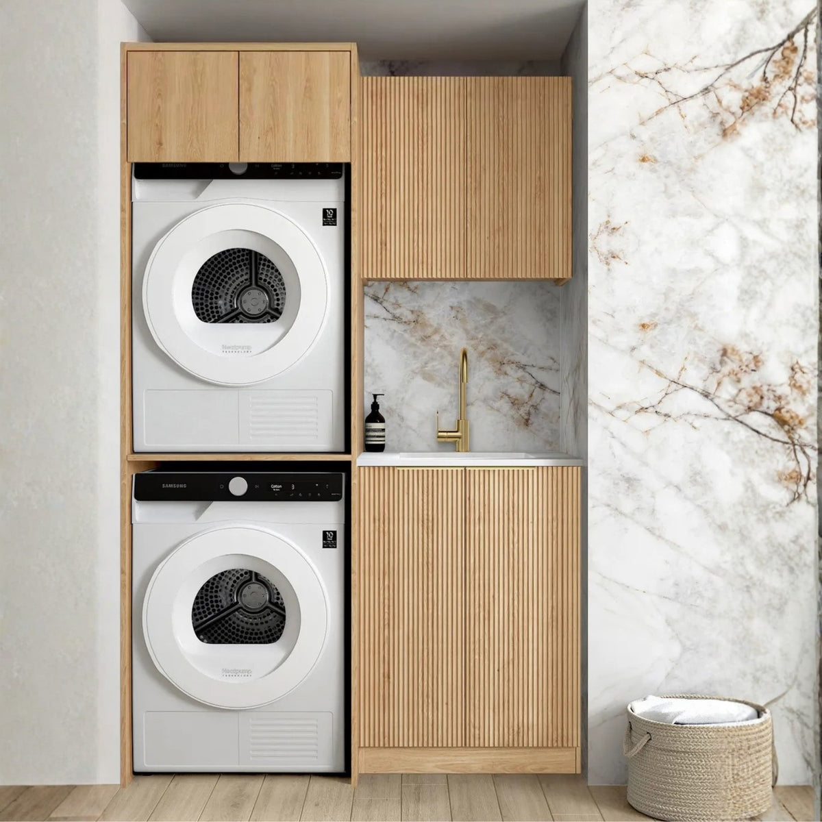 Otti Havana 1305mm Fluted Laundry Set C - Woodland Oak LA-1305C-HAWL-MW - The Blue Space