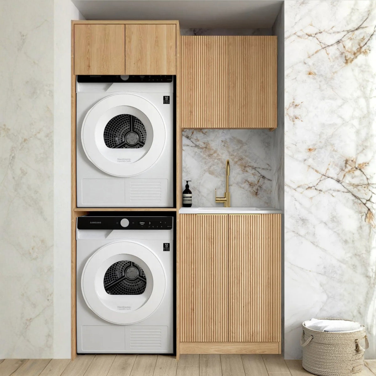 Otti Havana 1305mm Fluted Laundry Set C - Woodland Oak LA-1305C-HAWL-PW - The Blue Space