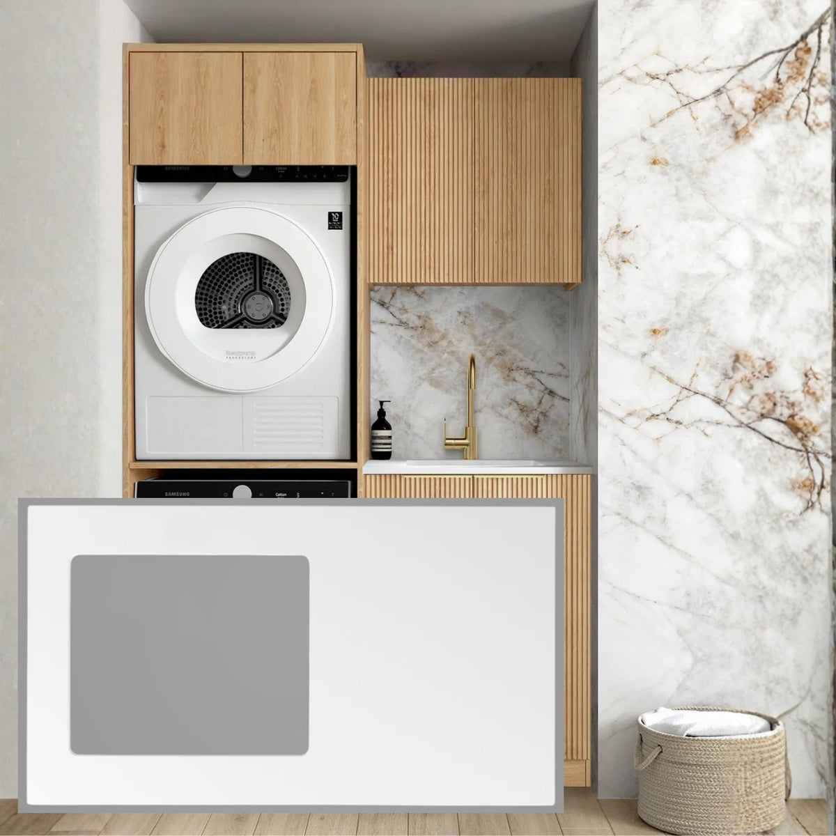 Otti Havana 1305mm Fluted Laundry Set C Woodland Oak LA-1305C-HAWL-MW - The Blue Space