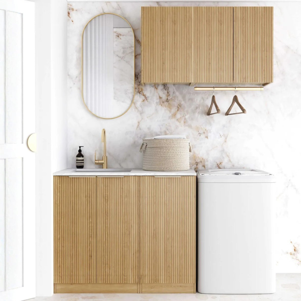 Otti Havana 1715mm Fluted Laundry Set A - Woodland Oak LA-1715A-HAWL-CA - The Blue Space