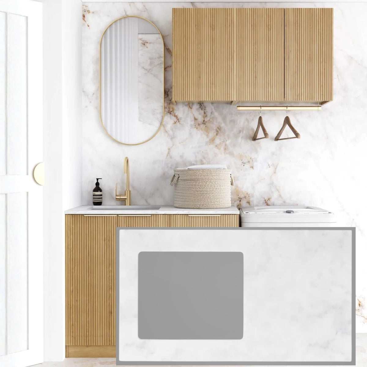 Otti Havana 1715mm Fluted Laundry Set A Woodland Oak LA-1715A-HAWL-CA - The Blue Space