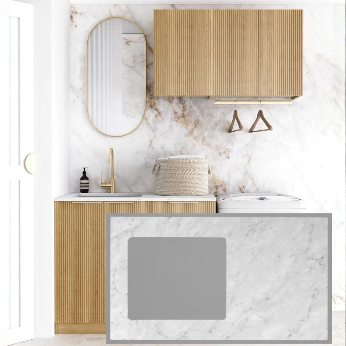 Otti Havana 1715mm Fluted Laundry Set A Woodland Oak LA-1715A-HAWL-NCA - The Blue Space