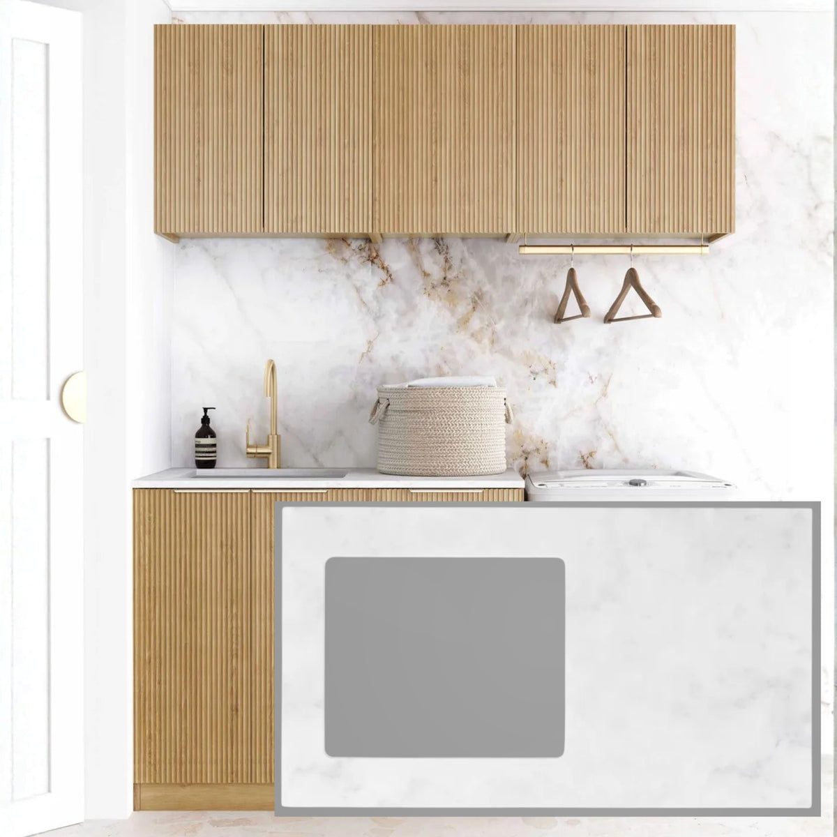 Otti Havana 1715mm Fluted Laundry Set B Woodland Oak LA-1715B-HAWL-CA - The Blue Space