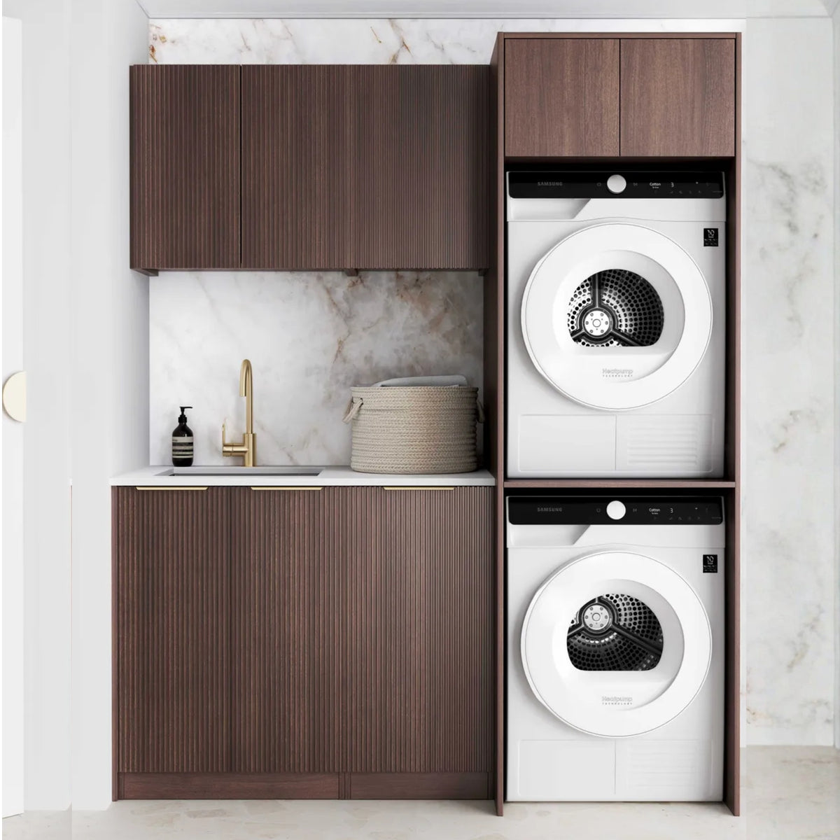 Otti Havana 1715mm Fluted Laundry Set C - Sable Walnut LA-1715C-HASW-MW - The Blue Space