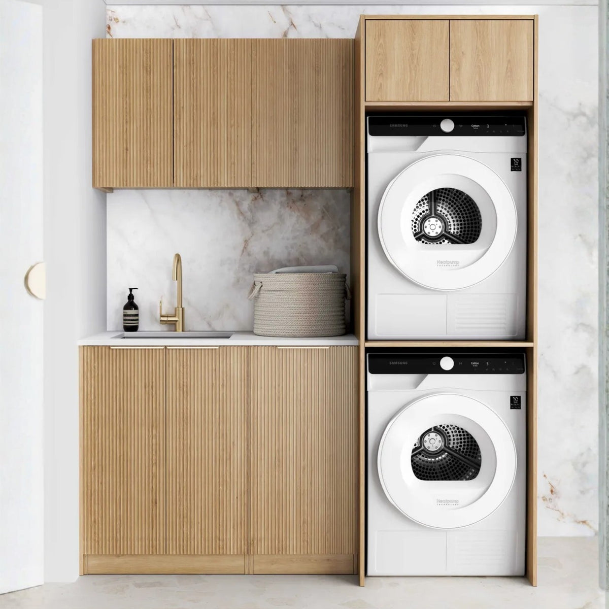 Otti Havana 1715mm Fluted Laundry Set C - Woodland Oak LA-1715C-HAWL-PW - The Blue Space