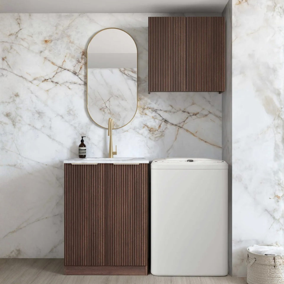 Otti Havana 650mm Fluted Laundry Cabinet Set - Sable Walnut