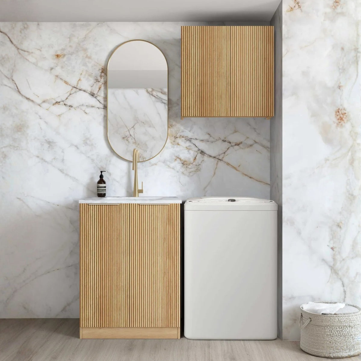 Otti Havana 650mm Fluted Laundry Cabinet Set - Woodland Oak LA-650A-HAWL-NCA - The Blue Space