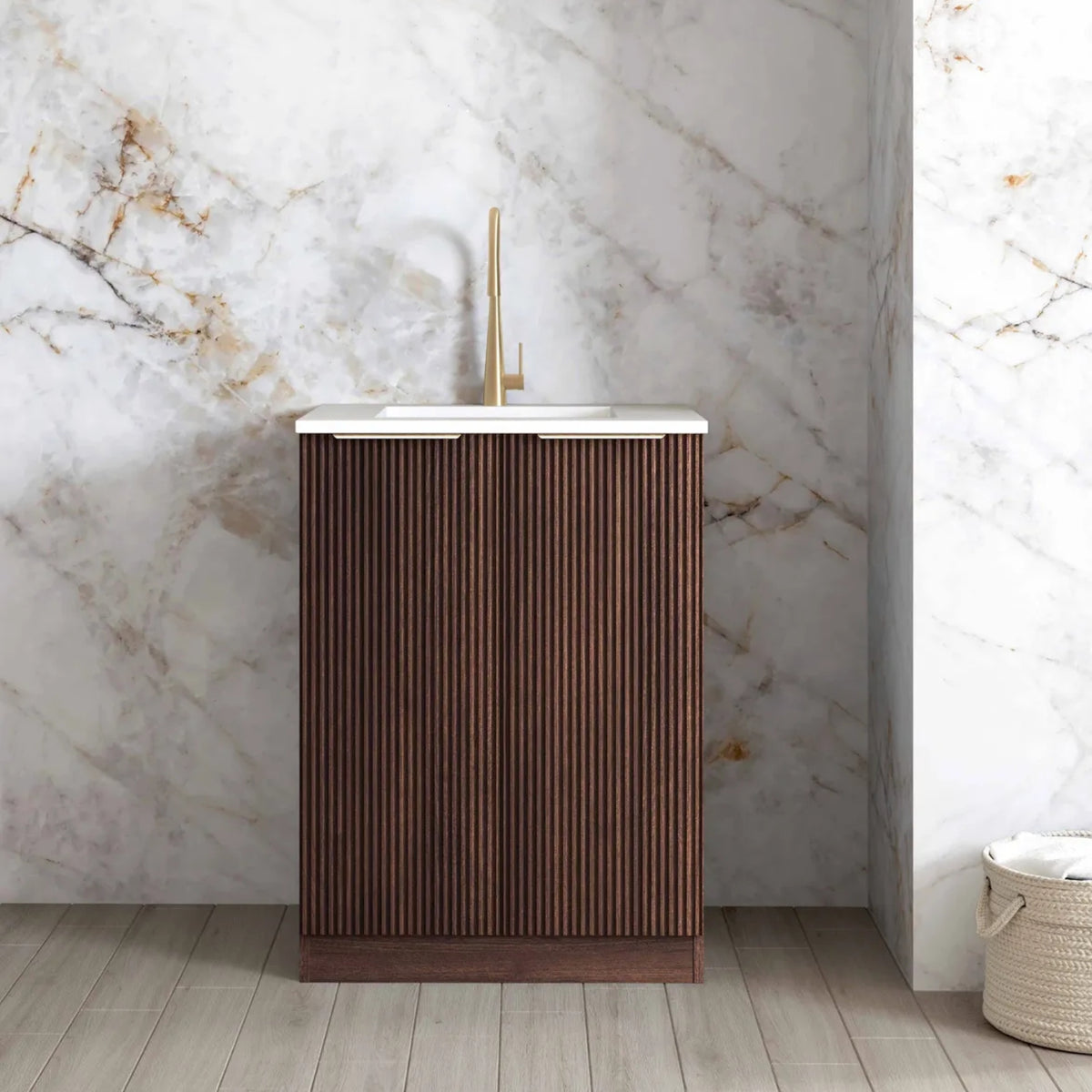 Otti Havana 650mm Fluted Mini Laundry - Sable Walnut LA-650-HASW-MW - The Blue Space