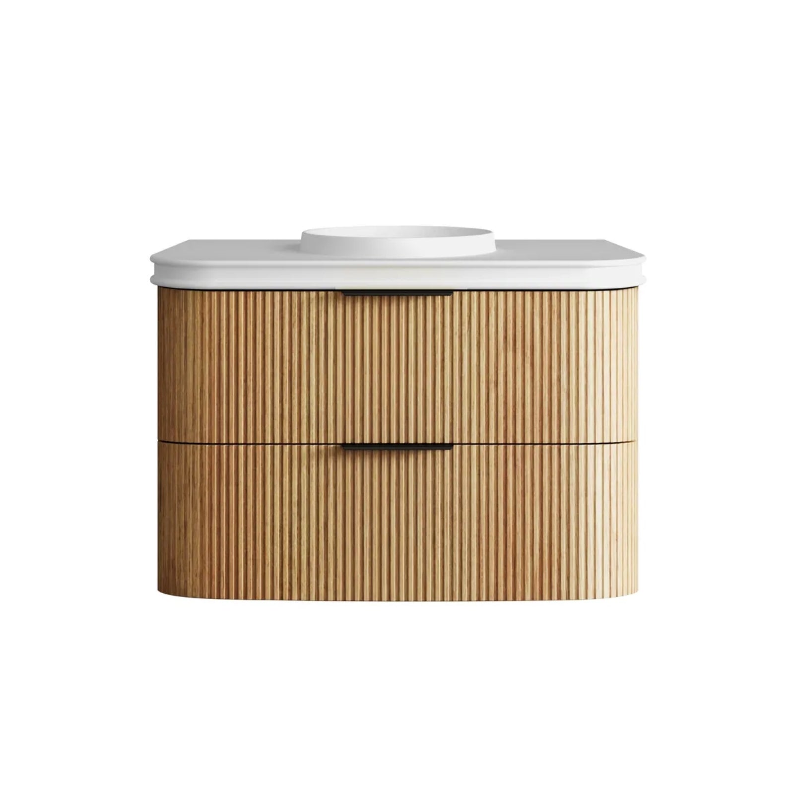 Otti Havana Fluted Curved Wall Hung Vanity with Moulded Top - Woodland Oak HAW900LMT-RB - The Blue Space