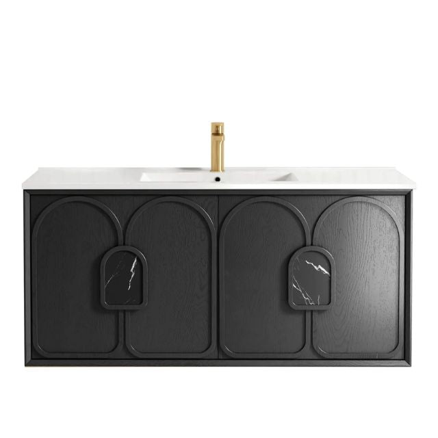 Otti Laguna Mk II Black Oak Wall Hung Vanity with Ceramic Top