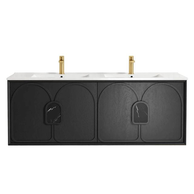 Otti Laguna Mk II Black Oak Wall Hung Vanity with Ceramic Top