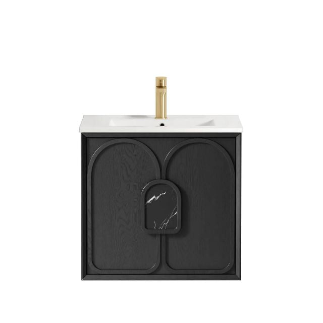 Otti Laguna Mk II Black Oak Wall Hung Vanity with Ceramic Top