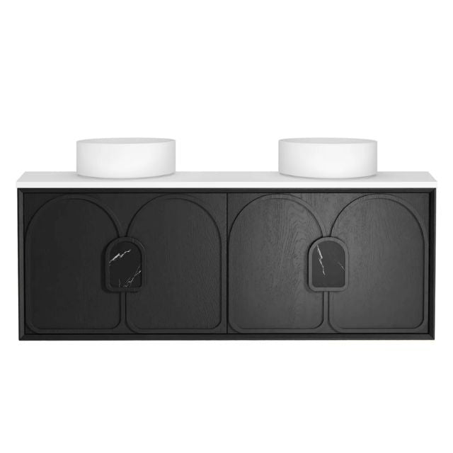 Otti Laguna Mk II Black Oak Wall Hung Vanity with Matte White Top