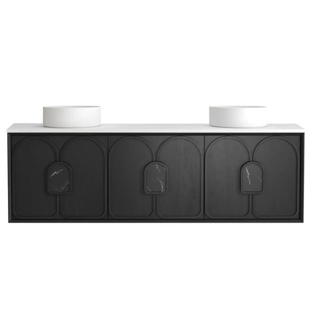 Otti Laguna Mk II Black Oak Wall Hung Vanity with Matte White Top