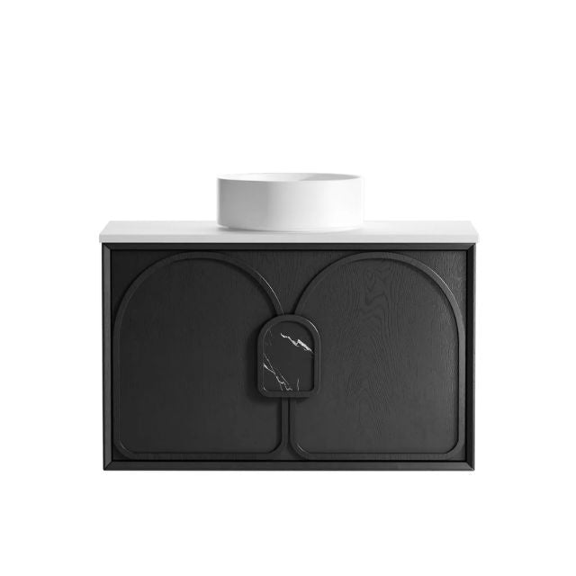 Otti Laguna Mk II Black Oak Wall Hung Vanity with Matte White Top
