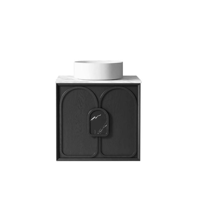 Otti Laguna Mk II Black Oak Wall Hung Vanity with Natural Carrara Marble Top