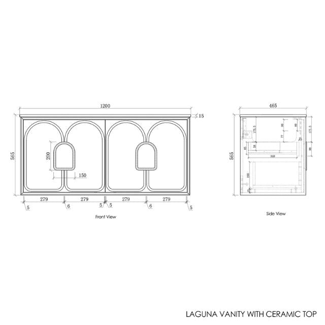Otti Laguna Mk II Matte White Wall Hung Vanity with Ceramic Top