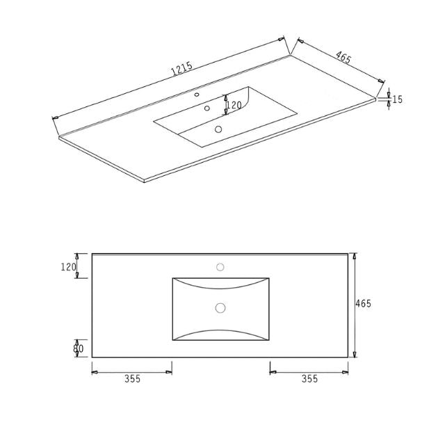 Otti Laguna Mk II Matte White Wall Hung Vanity with Ceramic Top