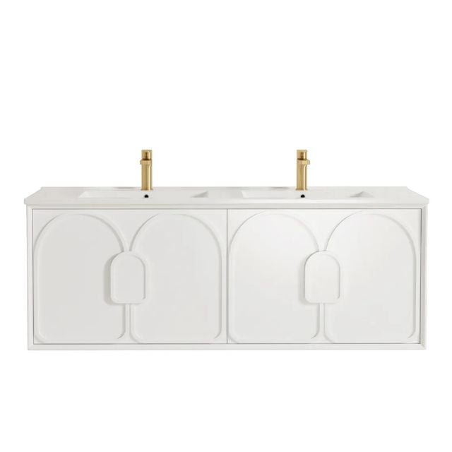 Otti Laguna Mk II Matte White Wall Hung Vanity with Ceramic Top