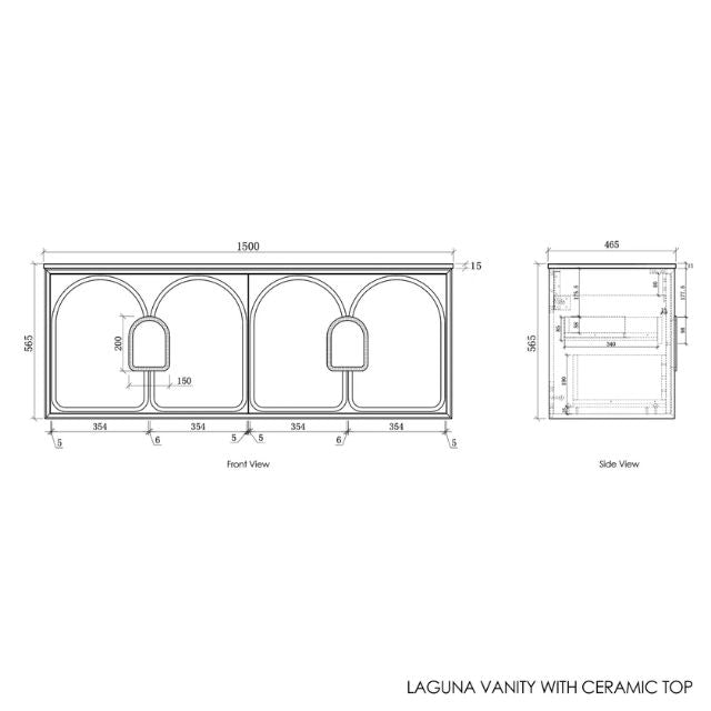 Otti Laguna Mk II Matte White Wall Hung Vanity with Ceramic Top