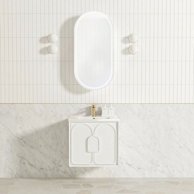 Otti Laguna Mk II Matte White Wall Hung Vanity with Ceramic Top