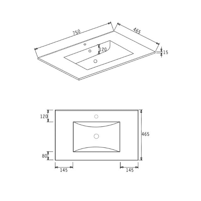 Otti Laguna Mk II Matte White Wall Hung Vanity with Ceramic Top
