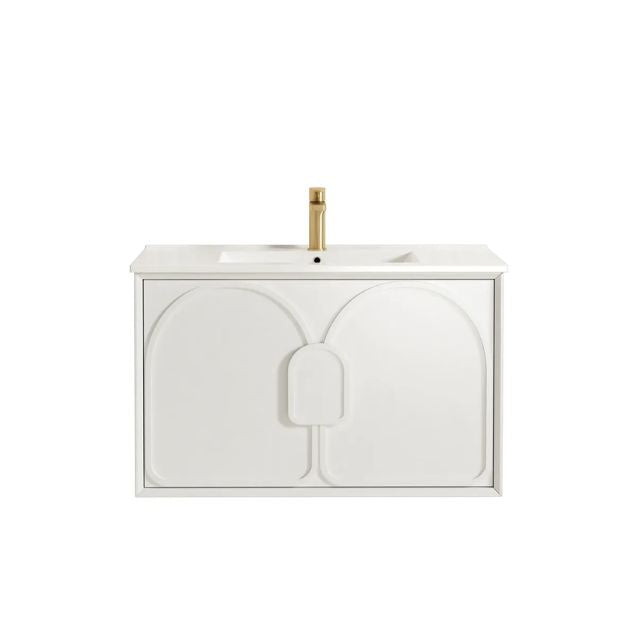 Otti Laguna Mk II Matte White Wall Hung Vanity with Ceramic Top