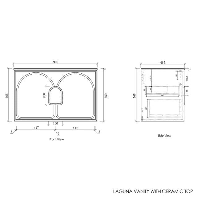 Otti Laguna Mk II Matte White Wall Hung Vanity with Ceramic Top