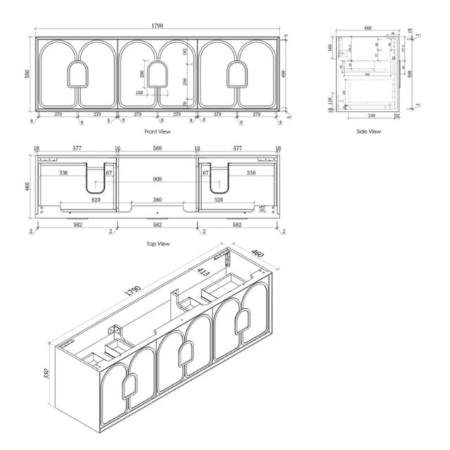 Otti Laguna Mk II Matte White Wall Hung Vanity with Cloudy Carrara Top