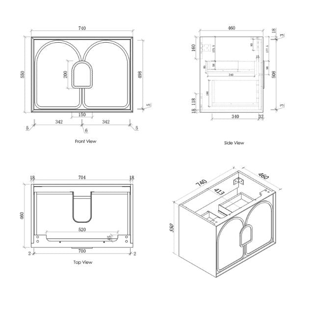 Otti Laguna Mk II Matte White Wall Hung Vanity with Cloudy Carrara Top