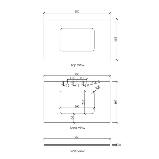 Otti Laguna Mk II Matte White Wall Hung Vanity with Matte White Top