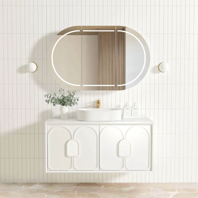 Otti Laguna Mk II Matte White Wall Hung Vanity with Cloudy Carrara Top