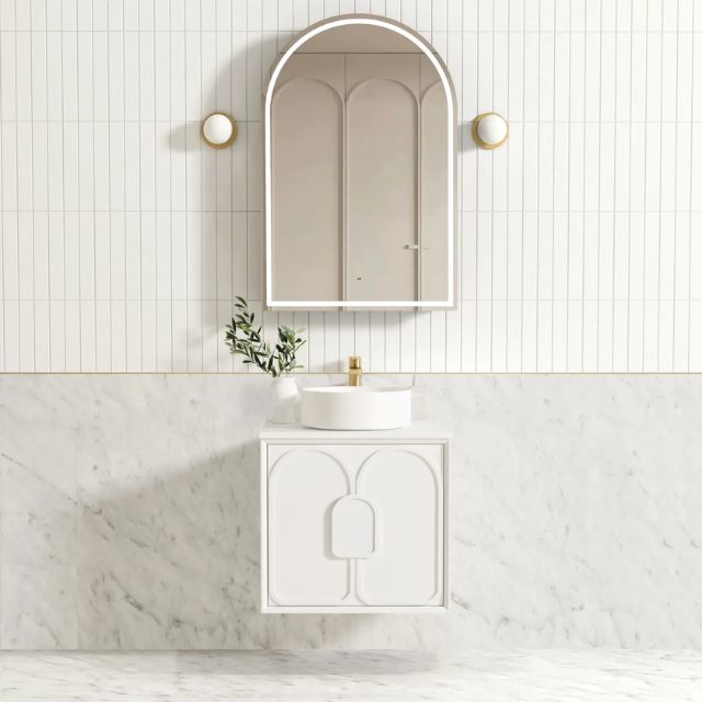 Otti Laguna Mk II Matte White Wall Hung Vanity with Cloudy Carrara Top