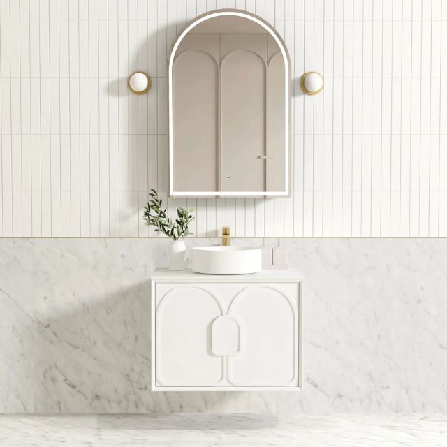 Otti Laguna Mk II Matte White Wall Hung Vanity with Cloudy Carrara Top