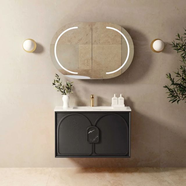 Otti Laguna Mk II Wall Hung Vanity in Black Oak with Undermount Basin