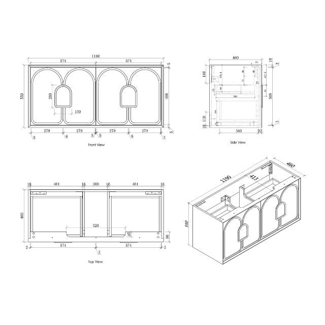 Otti Laguna Mk II Wall Hung Vanity in Woodland Oak with Undermount Basin