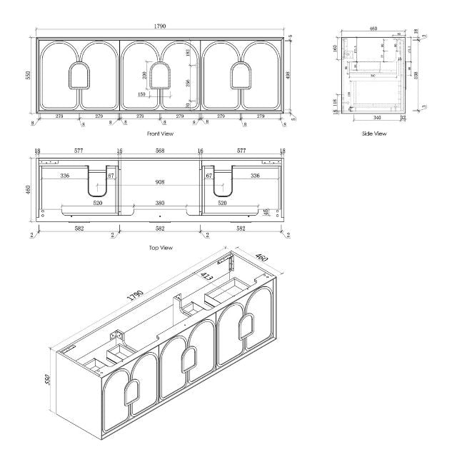 Otti Laguna Mk II Wall Hung Vanity in Woodland Oak with Undermount Basin