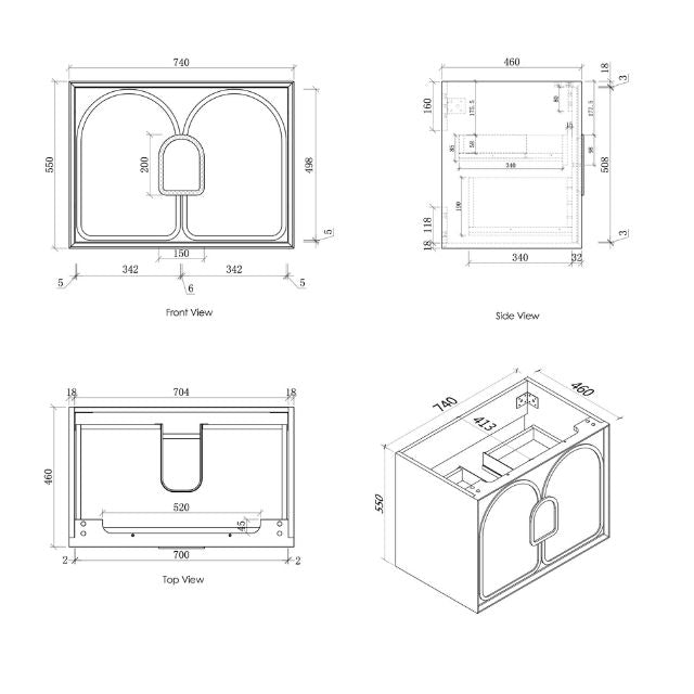 Otti Laguna Mk II Wall Hung Vanity in Woodland Oak with Undermount Basin