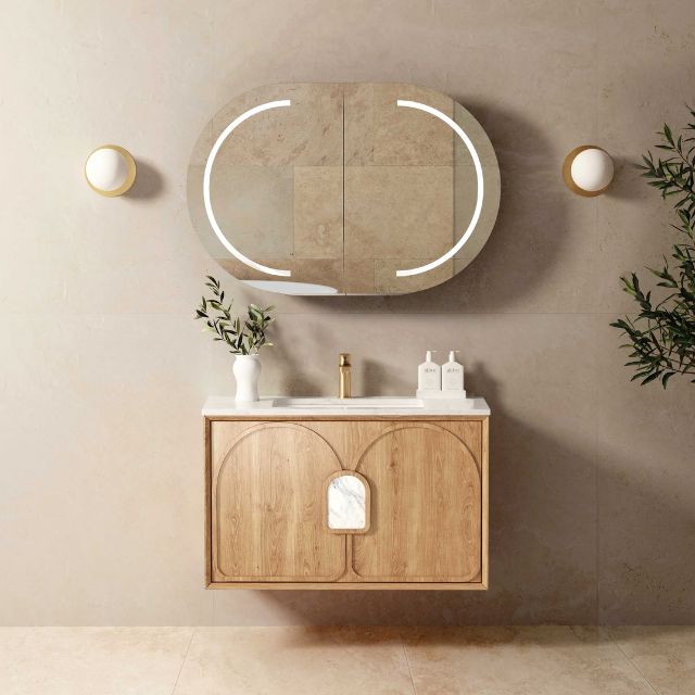 Otti Laguna Mk II Wall Hung Vanity in Woodland Oak with Undermount Basin