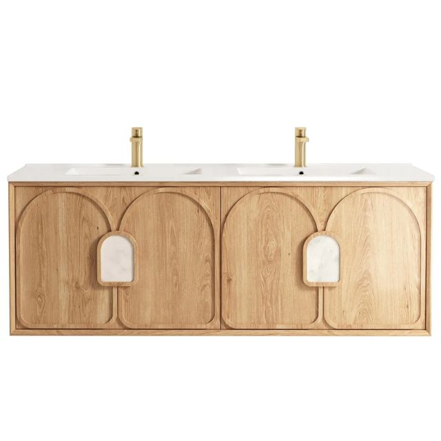 Otti Laguna Mk II Woodland Oak Wall Hung Vanity with Ceramic Top