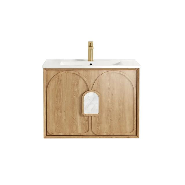 Otti Laguna Mk II Woodland Oak Wall Hung Vanity with Ceramic Top