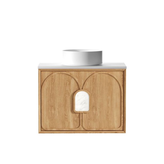 Otti Laguna Mk II Woodland Oak Wall Hung Vanity with Matte White Top