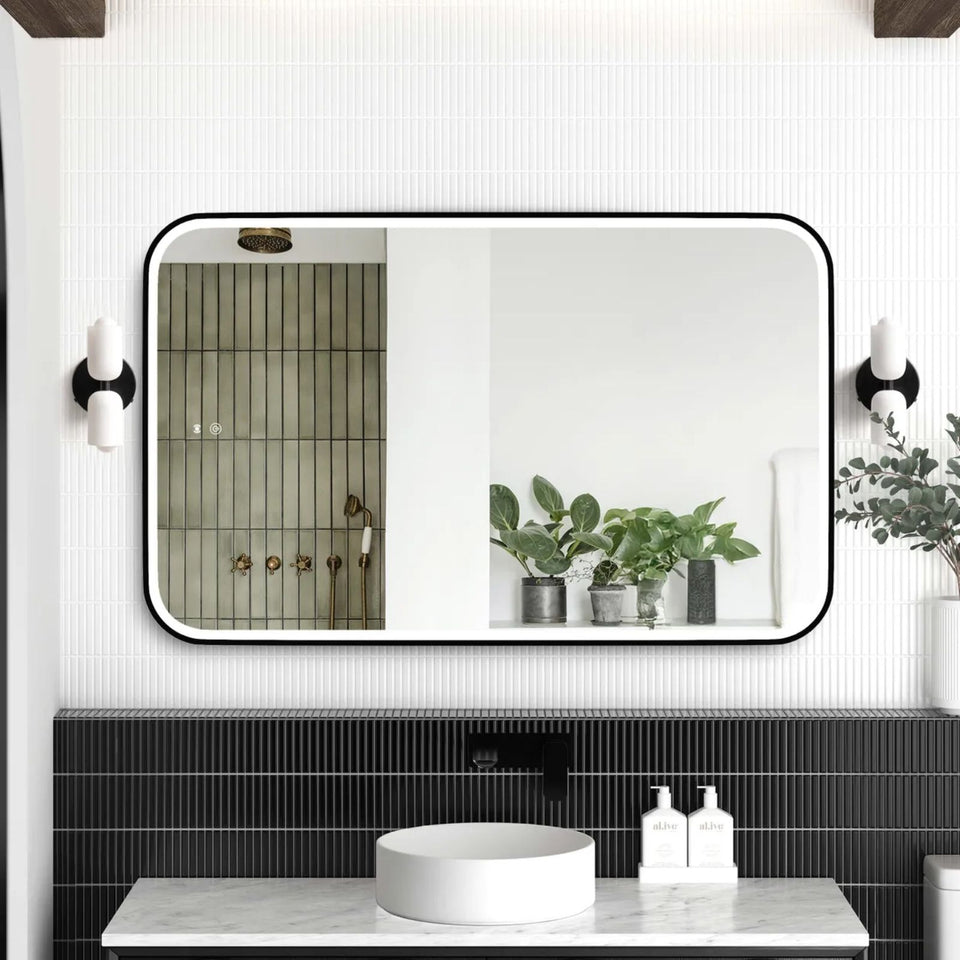 Otti LED Newport 1200mm x 750mm Metal Frame Mirror - Black