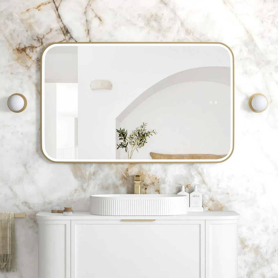 Otti LED Newport 1200mm x 750mm Metal Frame Mirror - Brushed Gold